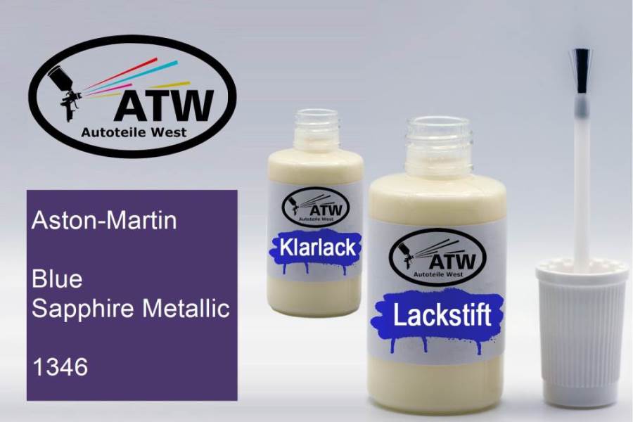 Aston-Martin, Blue Sapphire Metallic, 1346: 20ml Lackstift + 20ml Klarlack - Set, von ATW Autoteile West.